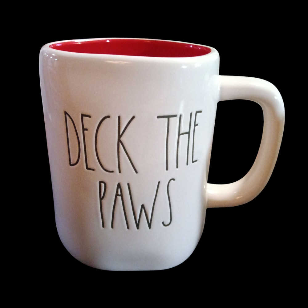Rae Dunn White and Red 'Deck the Paws' Mug